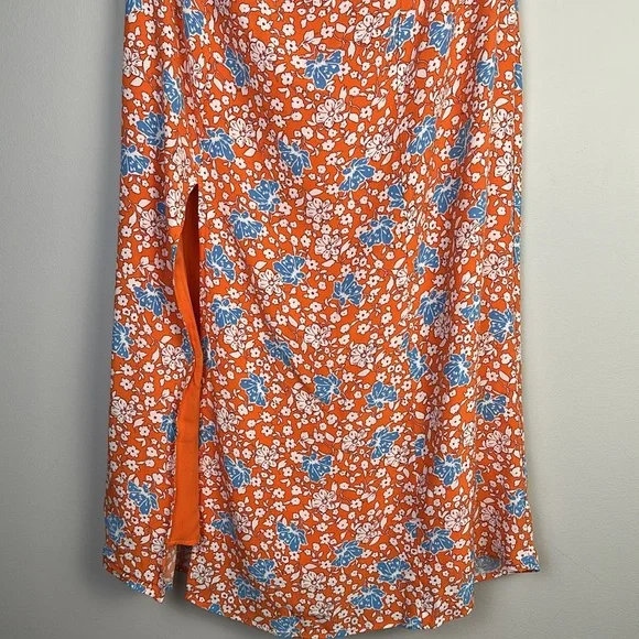 Anthropologie Maeve The Lille Side Slit Midi Skirt Size 6 Lined Orange Viscose - Picture 4 of 16